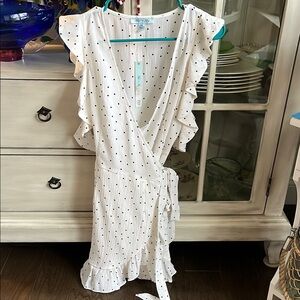NWT, White Polka Dot Wrap Dress
